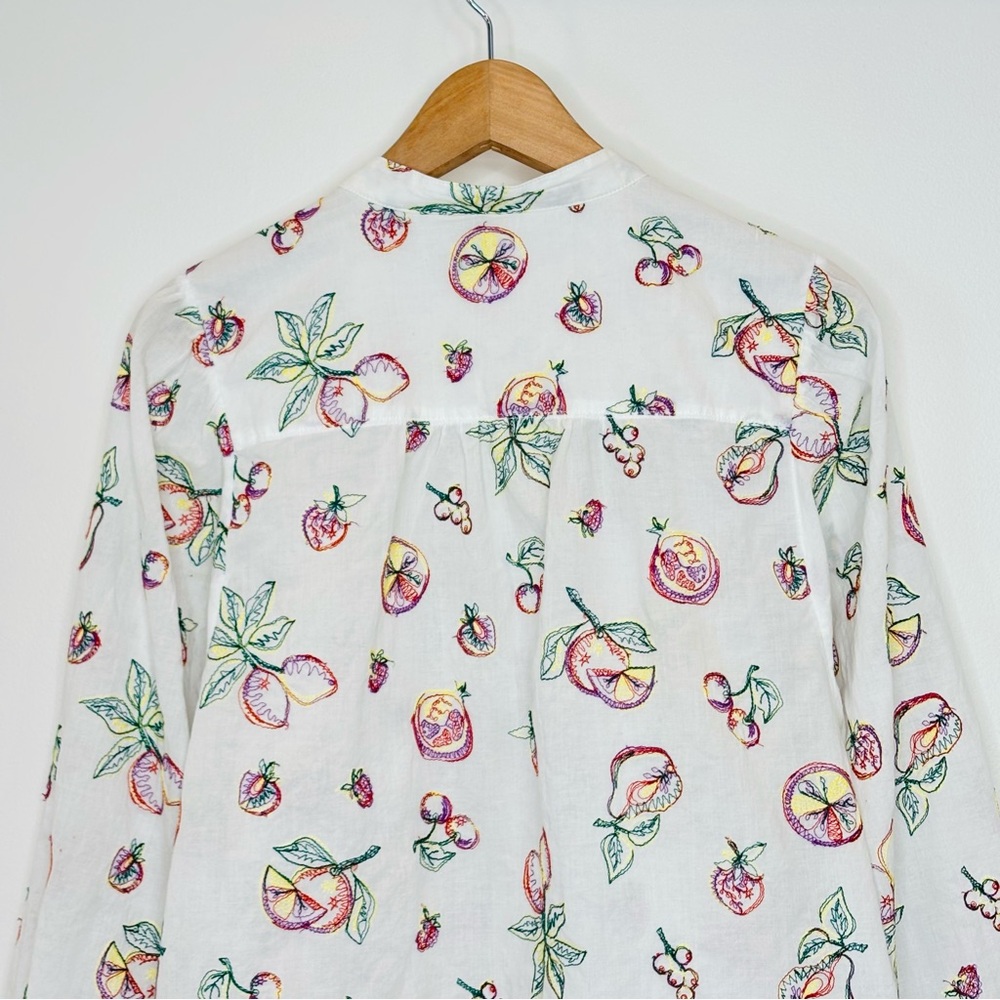 Anthropologie Pilcro Bella Fruit Embroidered Blouse Size XL White Boho - Picture 5 of 11